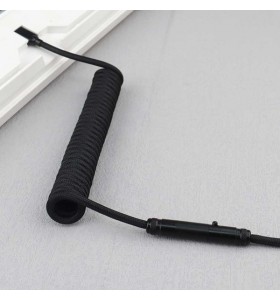 MINI XLRDurable Nylon Braided Double Sleeve USB Type C Aviation Connector Mechanical Gaming Keyboard Coiled Cable